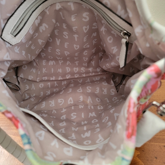 Aimee Kestenberg Eucalyptus Print Leather Convertible Hobo Crossbody Bag Purse - Picture 11 of 14